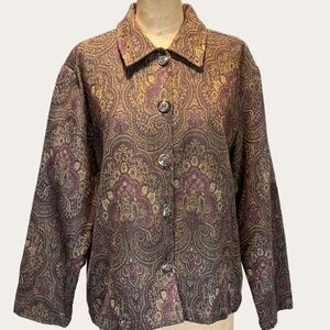 VINTAGE tapestry woven jacket waistcoat Victorian dark moody paisley floral y2k‎